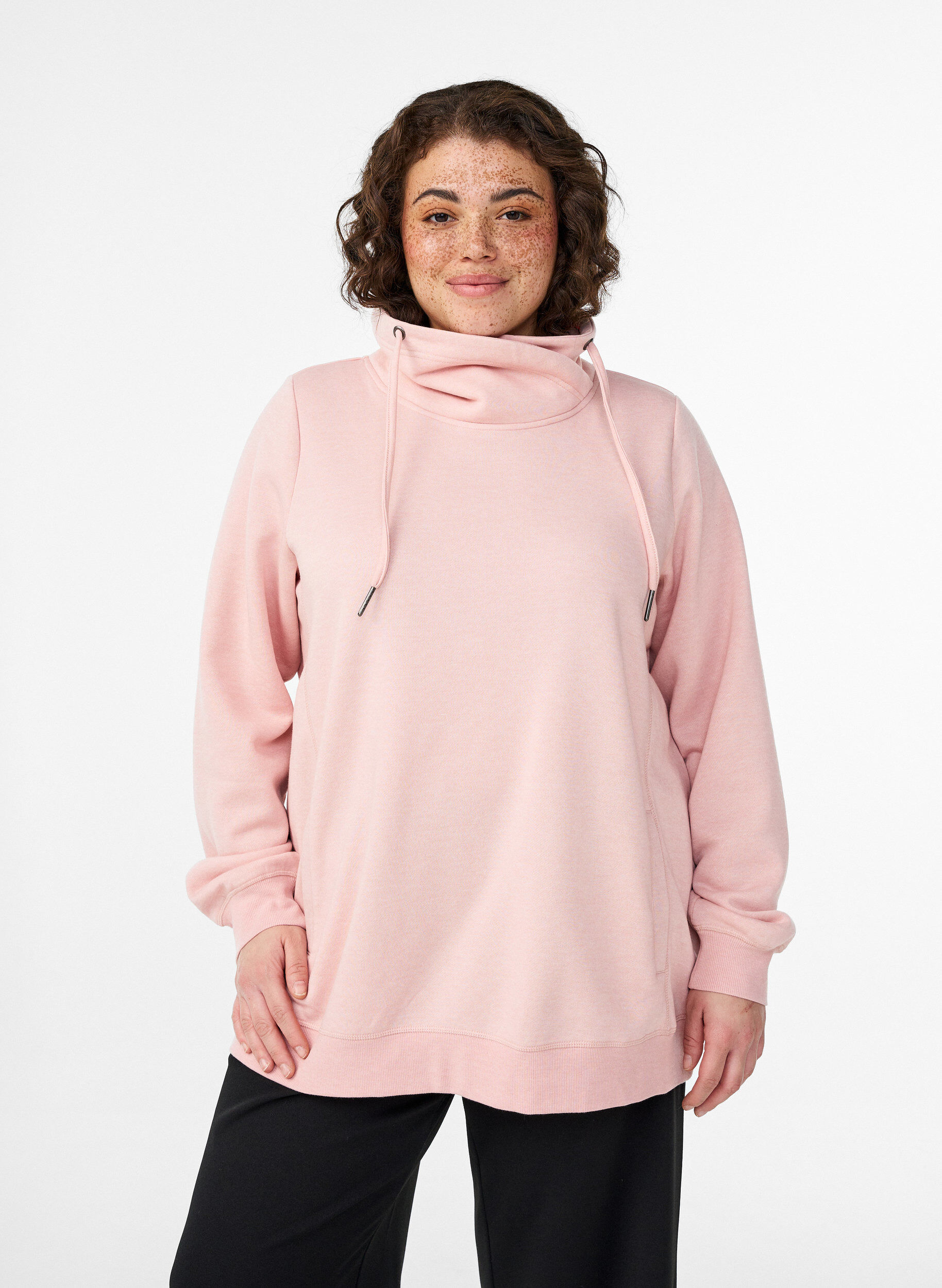 Zizzifashion Sweatshirt with high collar and pockets, Red, Model image number 0