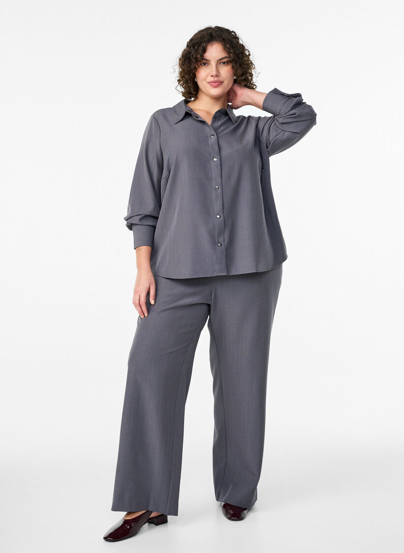 High-waisted tailored trousers with wide legs, Grey, Model image number 0