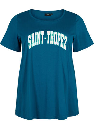 Cotton t-shirt with print detail, Blue Coral SAINT, Packshot image number 0