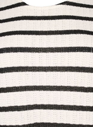 Short sleeve blouse with contrast-colored stripes, Sand Black Stripe, Packshot image number 2