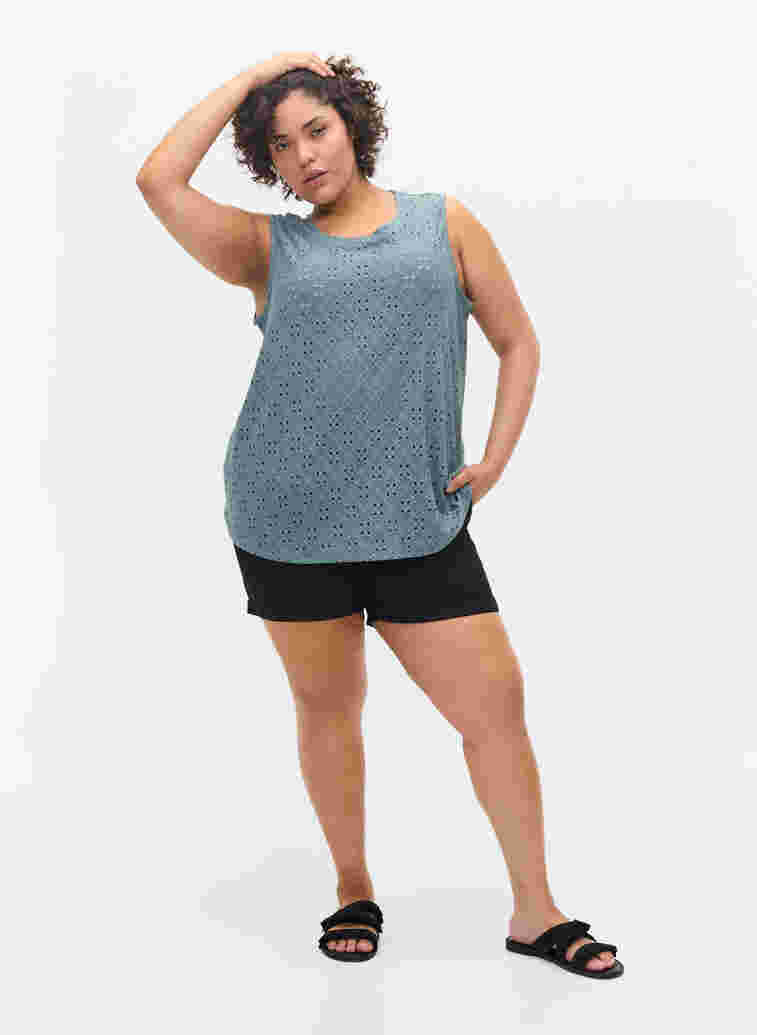 Top with broderie anglaise, Goblin Blue, Model image number 2
