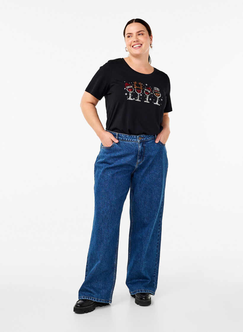 Christmas t-shirts in 100% cotton, Black w. Drinks, Model image number 2