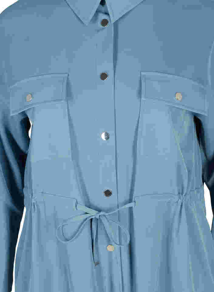 Shirt jacket with tie-string and pockets, Blue Shadow, Packshot image number 2