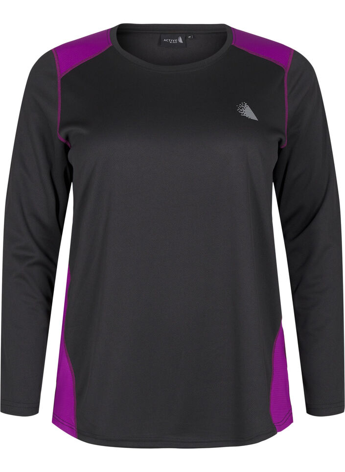 Two-tone thermal top with long sleeves, Black w. Charisma, Packshot image number 0