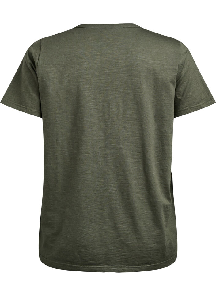 T-shirt with button detail, Green, Packshot image number 1