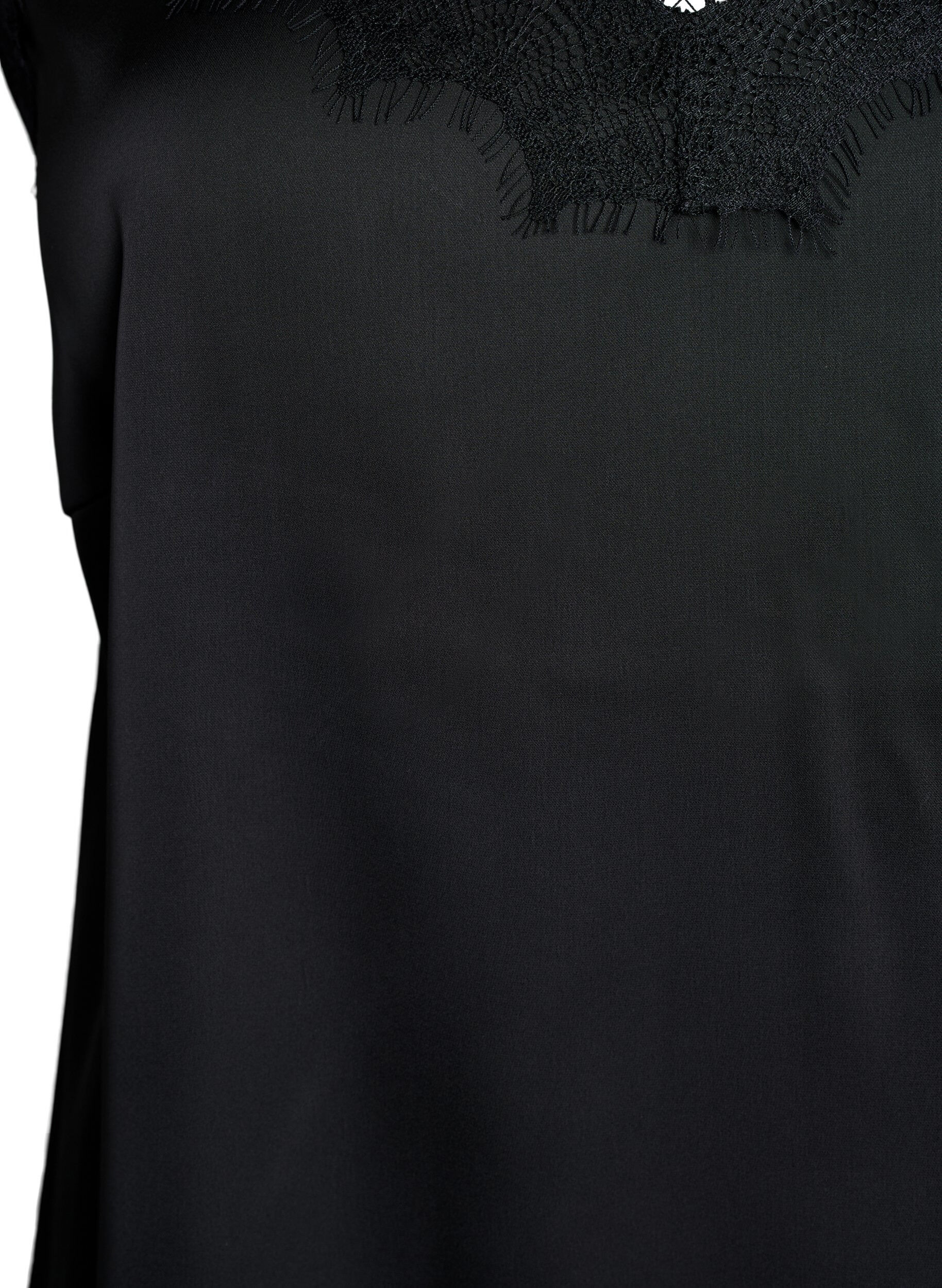 Zizzifashion Satin strap top with lace, Black, Packshot image number 2