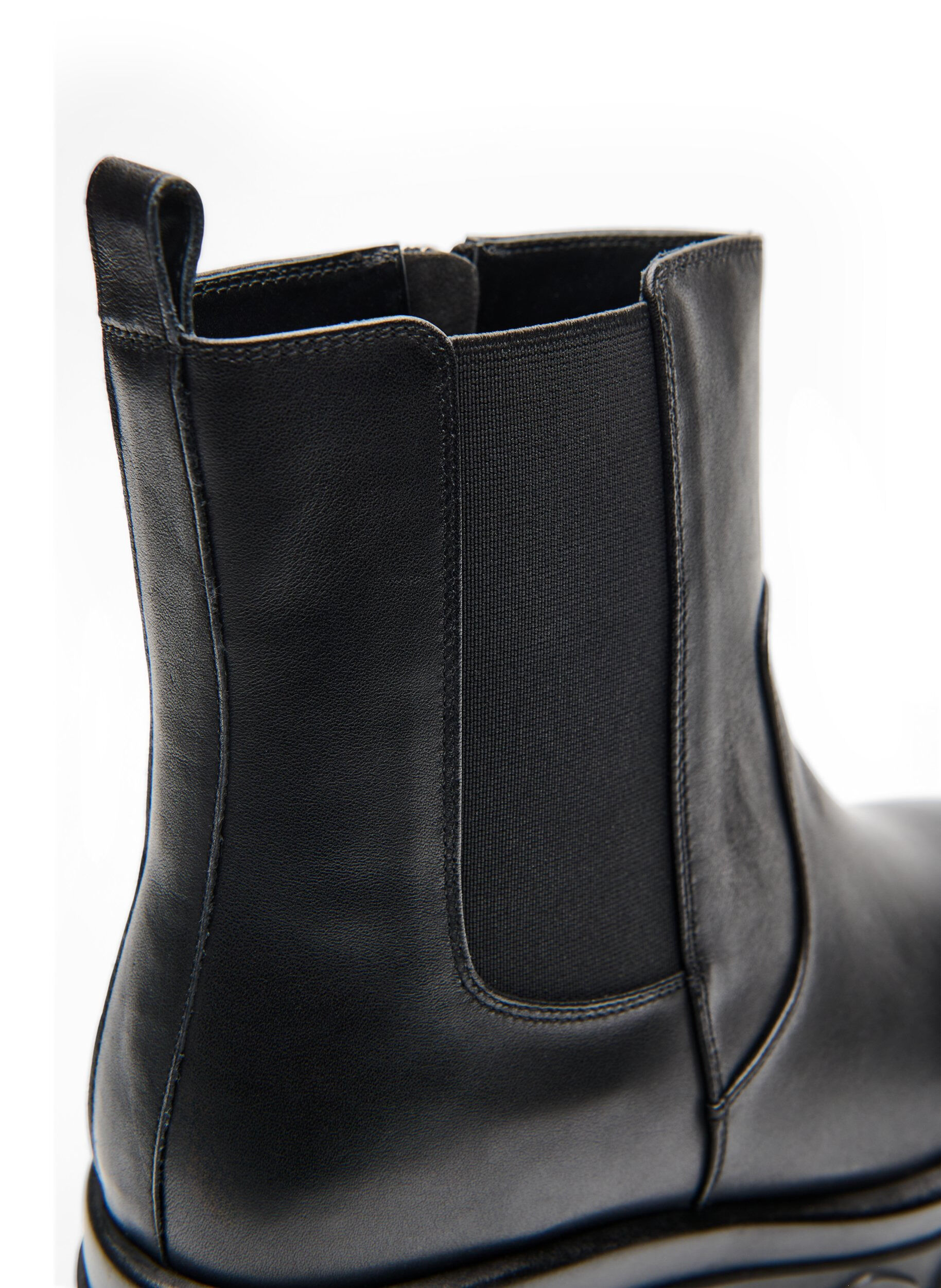 Zizzifashion Wide fit - Chunky leather Chelsea boots with zip, Black, Packshot image number 3
