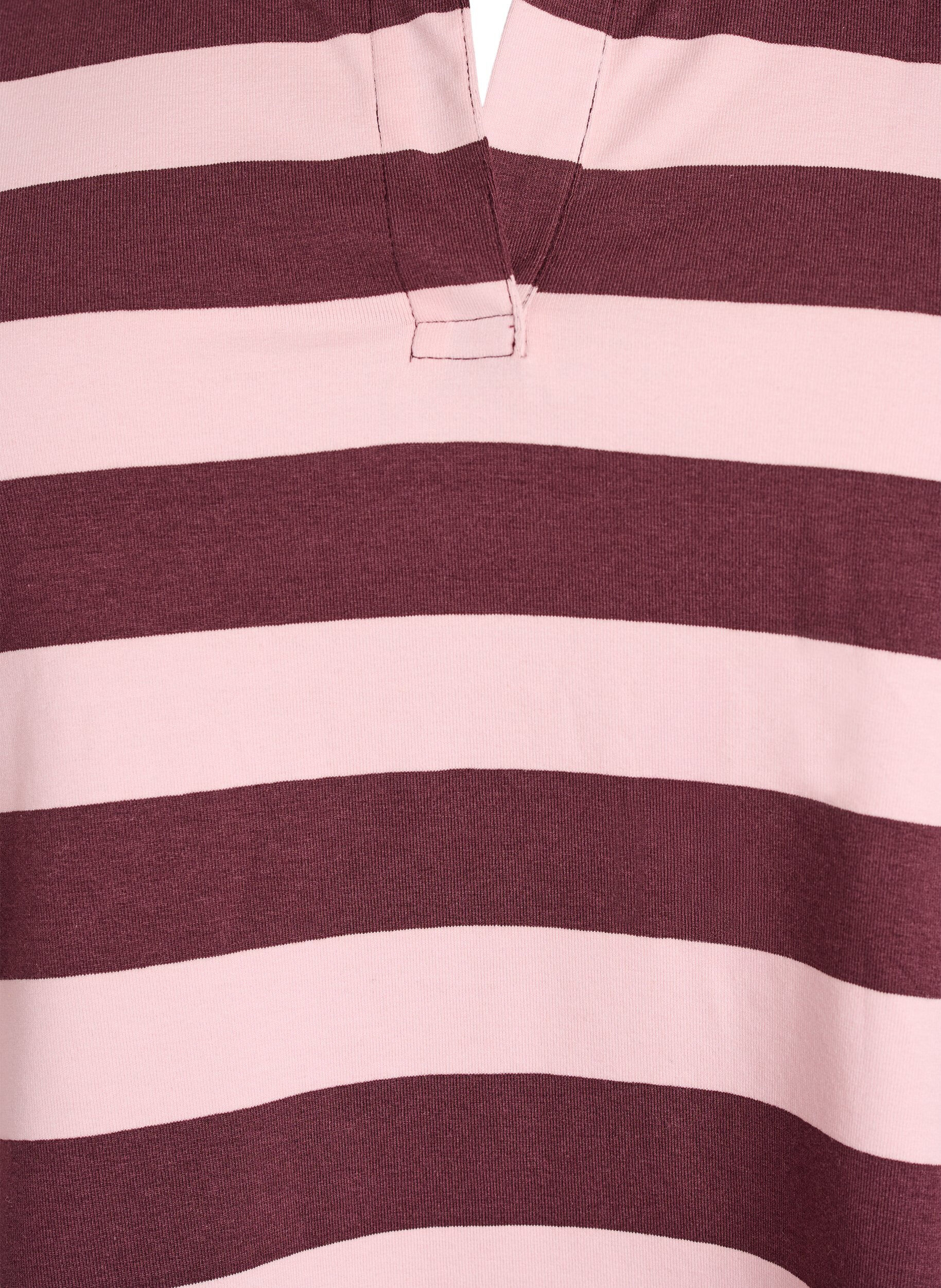 Zizzifashion Long-sleeved polo shirt with wide stripes, Brown, Packshot image number 2