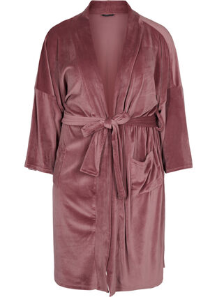 3/4-sleeved bathrobe with pockets, Rose Brown, Packshot image number 0
