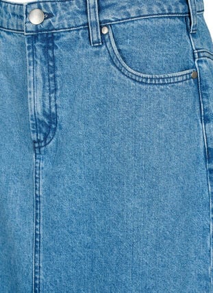 Midi-length denim skirt with back slit, Denim Blue, Packshot image number 2