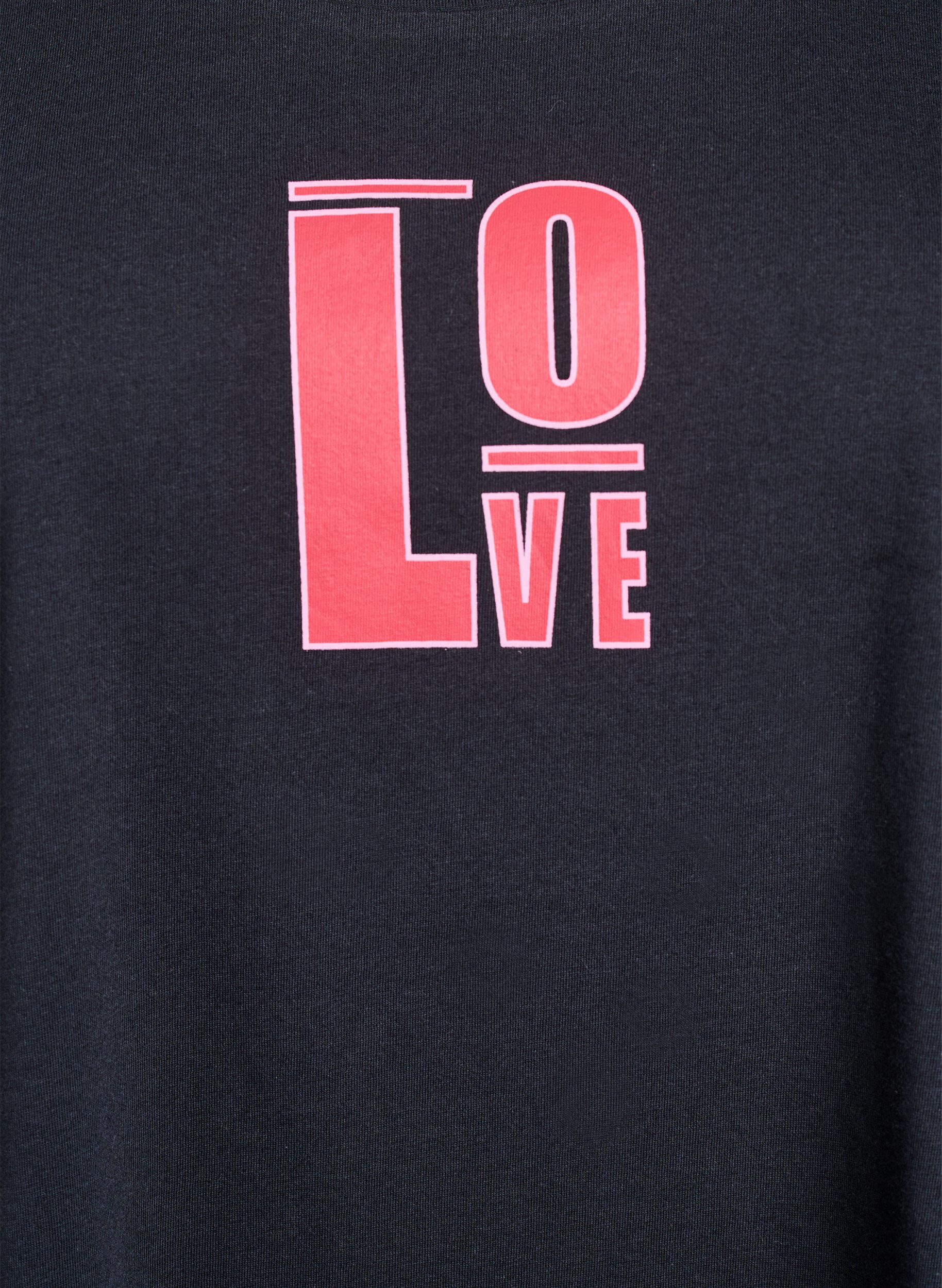 Zizzifashion Long night T-shirt in organic cotton with print, Dark Grey, Packshot image number 2