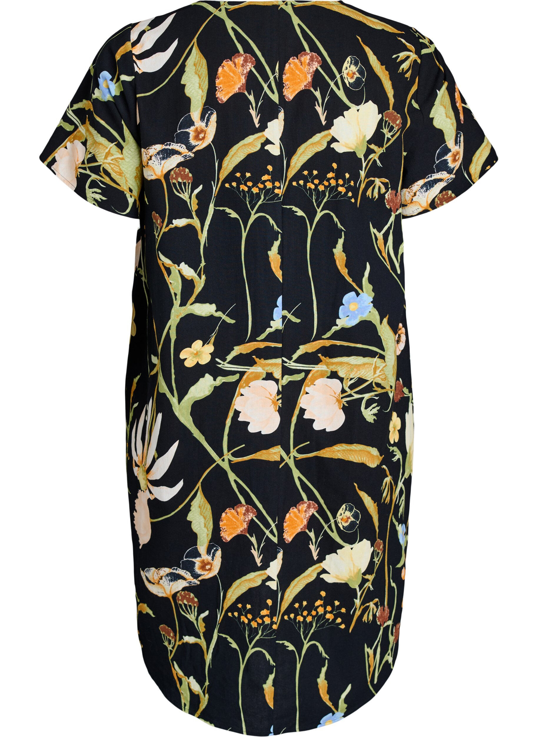 ZizzifashionCotton tunic with a floral print, Black, Packshot image number 1
