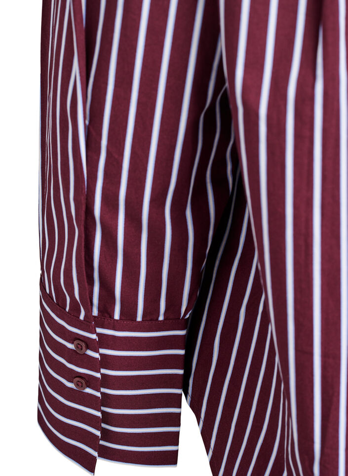 Loose shirt with stripes and a chest pocket, Dark Bordeaux, Packshot image number 3