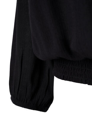 Viscose blouse with smock, Black, Packshot image number 3
