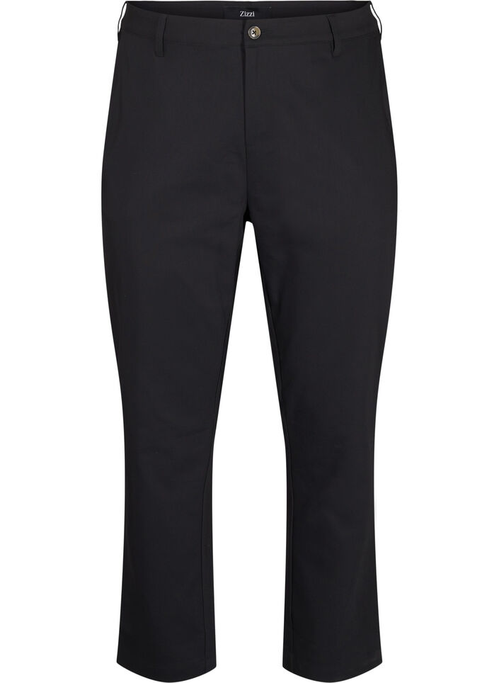 High-waisted trousers with straight legs, Black, Packshot image number 0