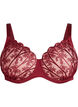 Bra with embroidered lace and moulded cups, Dark Bordeaux, Packshot image number 0