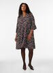 Short A-line jersey dress with an all-over print, Dark Bordeaux, Model image number 1