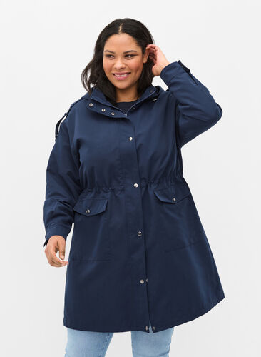 Parka jacket with hood and pockets, Navy Blazer, Model image number 0