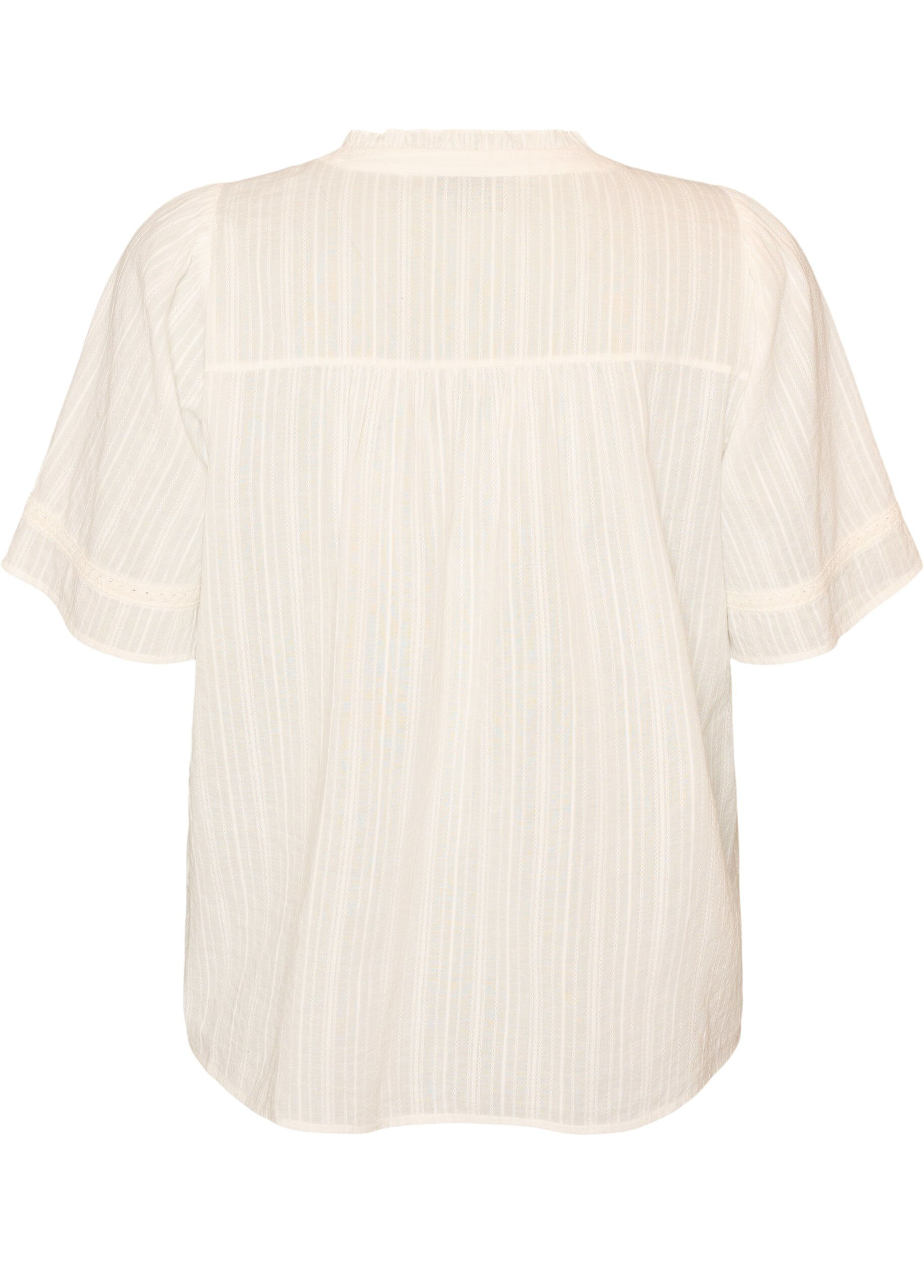 ZizzifashionCotton blouse with decorative bands, Vanilla, Packshot image number 1