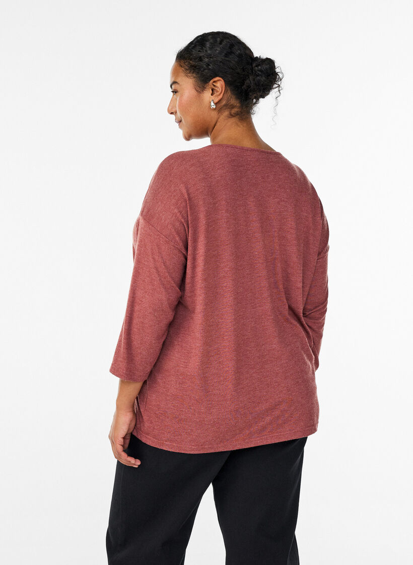 Jersey blouse with 3/4 sleeves, Red, Model image number 2