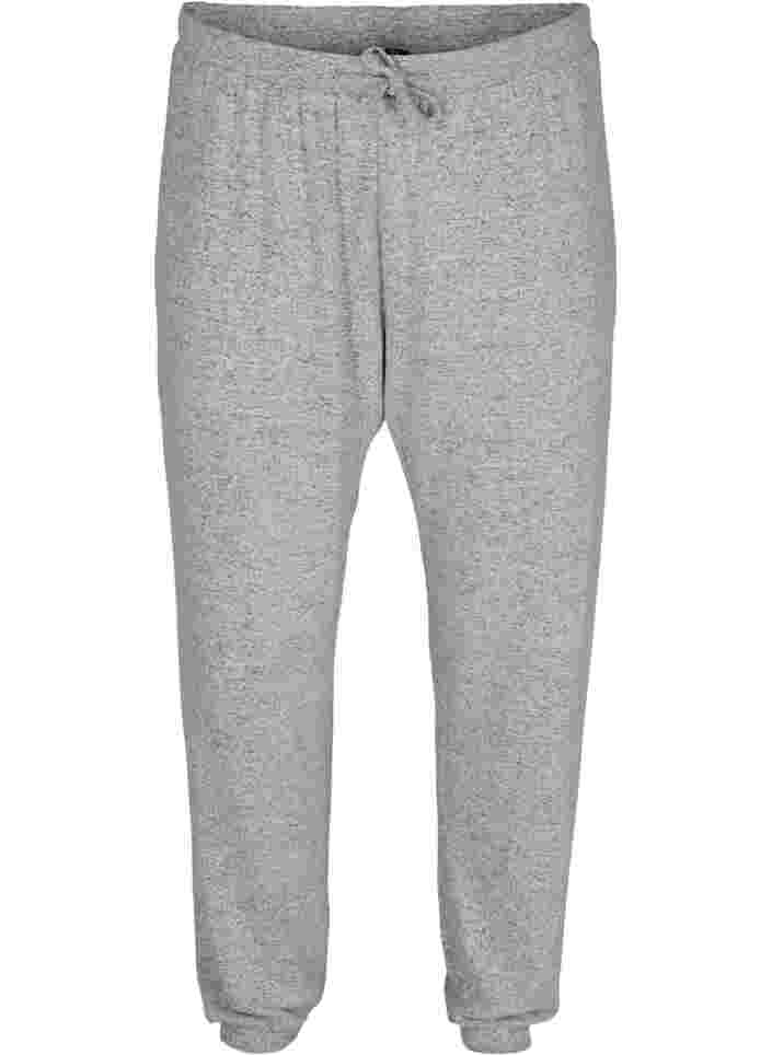 Loose trousers in a viscose blend, Light Grey Mel, Packshot image number 0