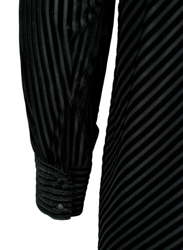 Structured pattern dress in velour, Black, Packshot image number 4