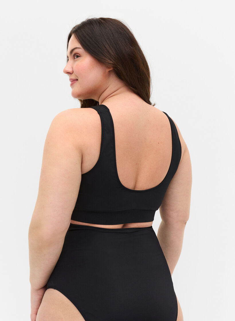 Bikini top with a round neckline, Black, Model image number 1