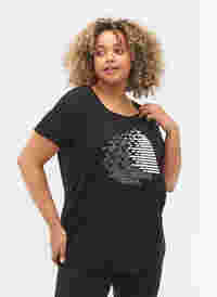 Sports t-shirt with print, Black w. White, Model