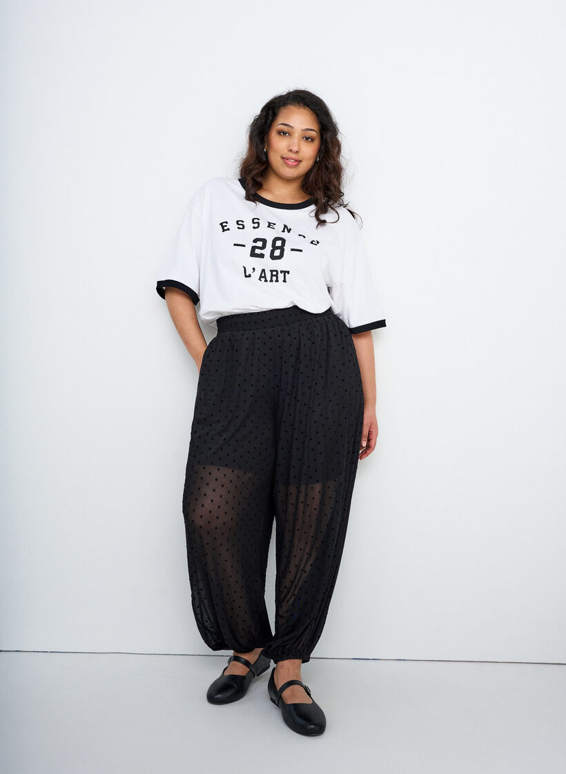 Cotton T-shirt with text print and boxy fit, White, Image image number 0