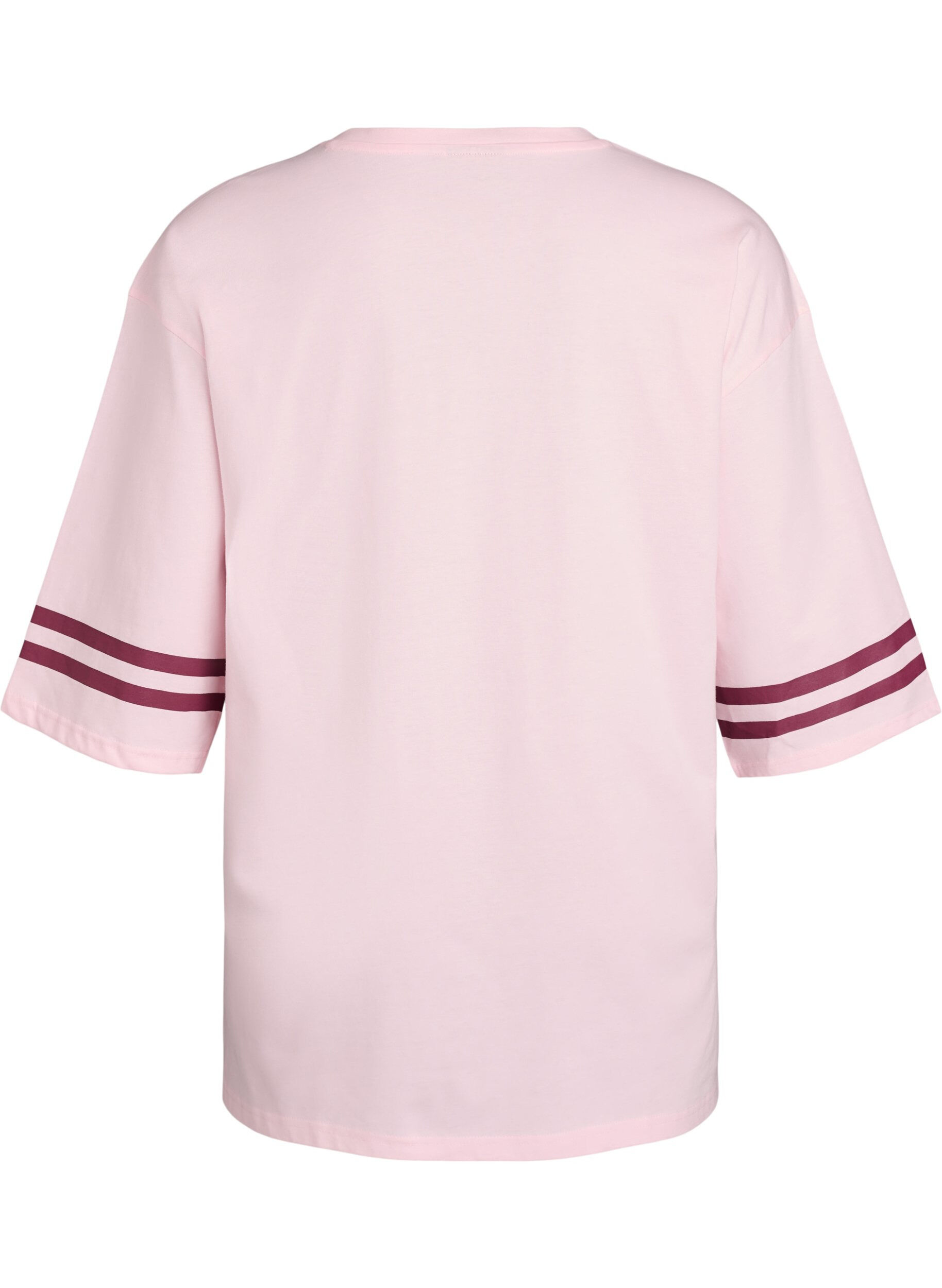 Zizzifashion Oversized college T-shirt with 3/4 sleeves, Pink, Packshot image number 1