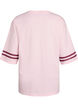 Oversized college T-shirt with 3/4 sleeves, Pink, Packshot image number 1