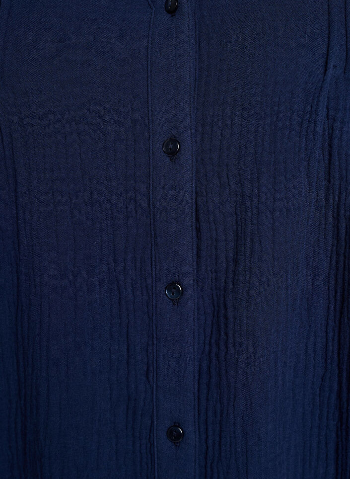 Cotton muslin blouse with embroidered details, Blue, Packshot image number 2