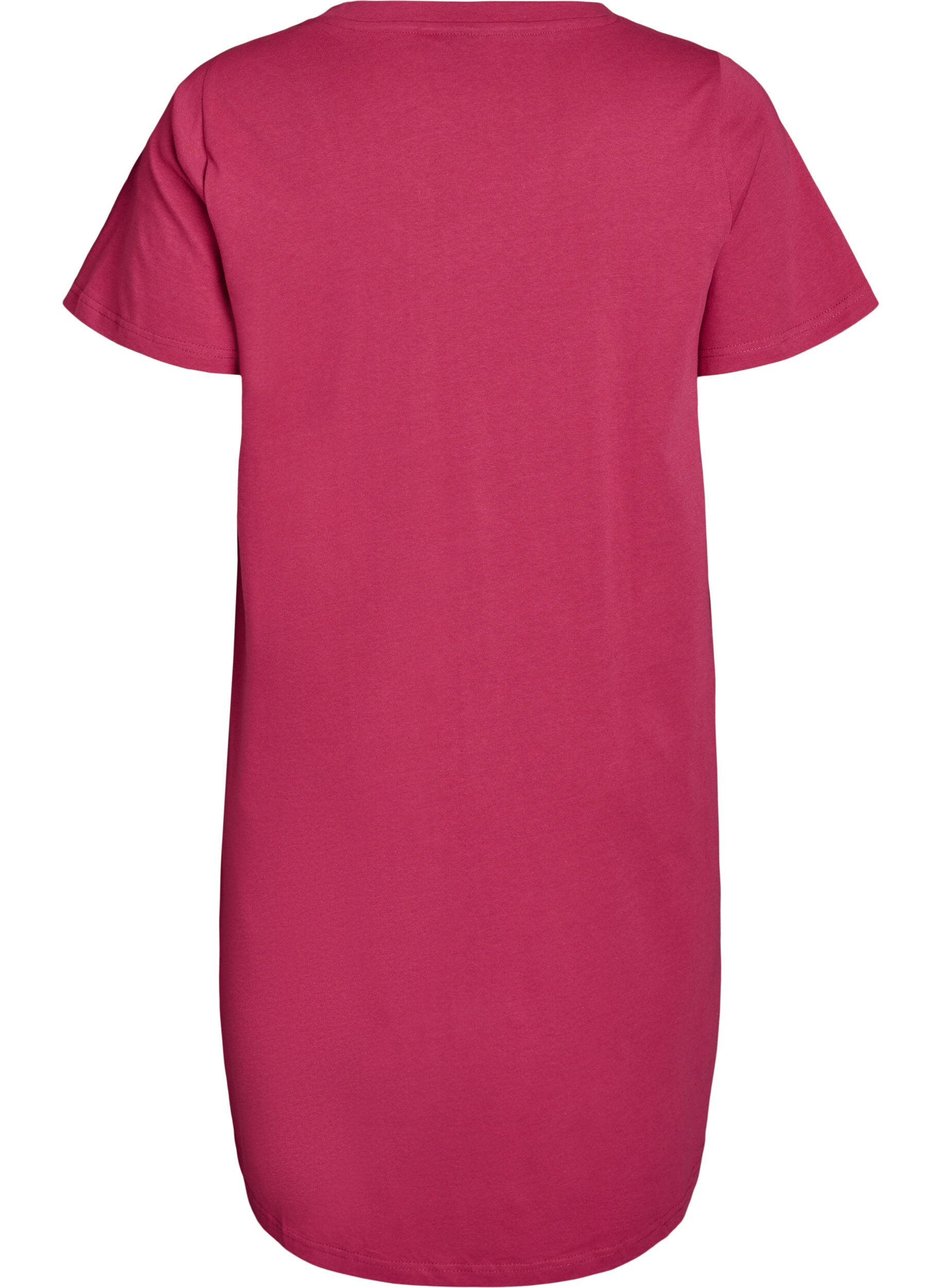 ZizzifashionOrganic cotton nightdress with V-neck, Red, Packshot image number 1