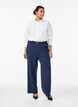 High-waisted trousers with belt detail and gold buckle, Blue, Model image number 0