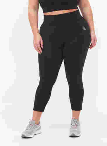 Close-fit workout capris, Black, Model image number 2