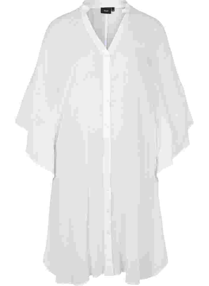 Cotton beach dress with button closure, Bright White, Packshot