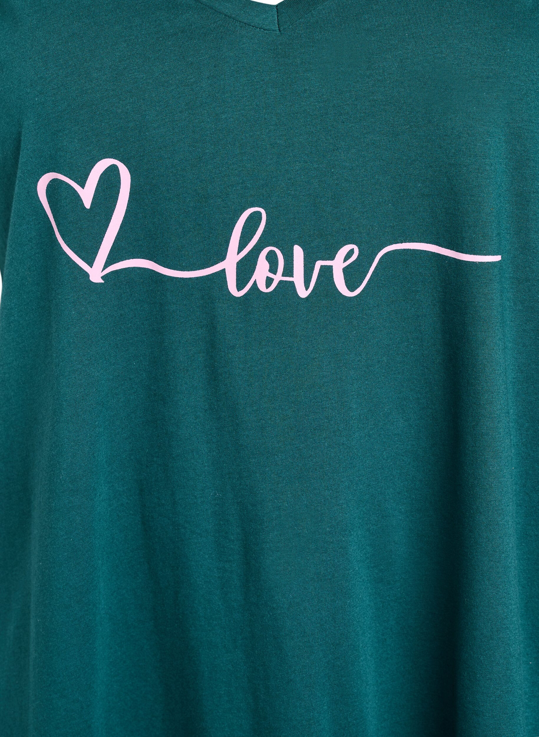ZizzifashionOrganic cotton nightgown with v-neck, Green, Packshot image number 2