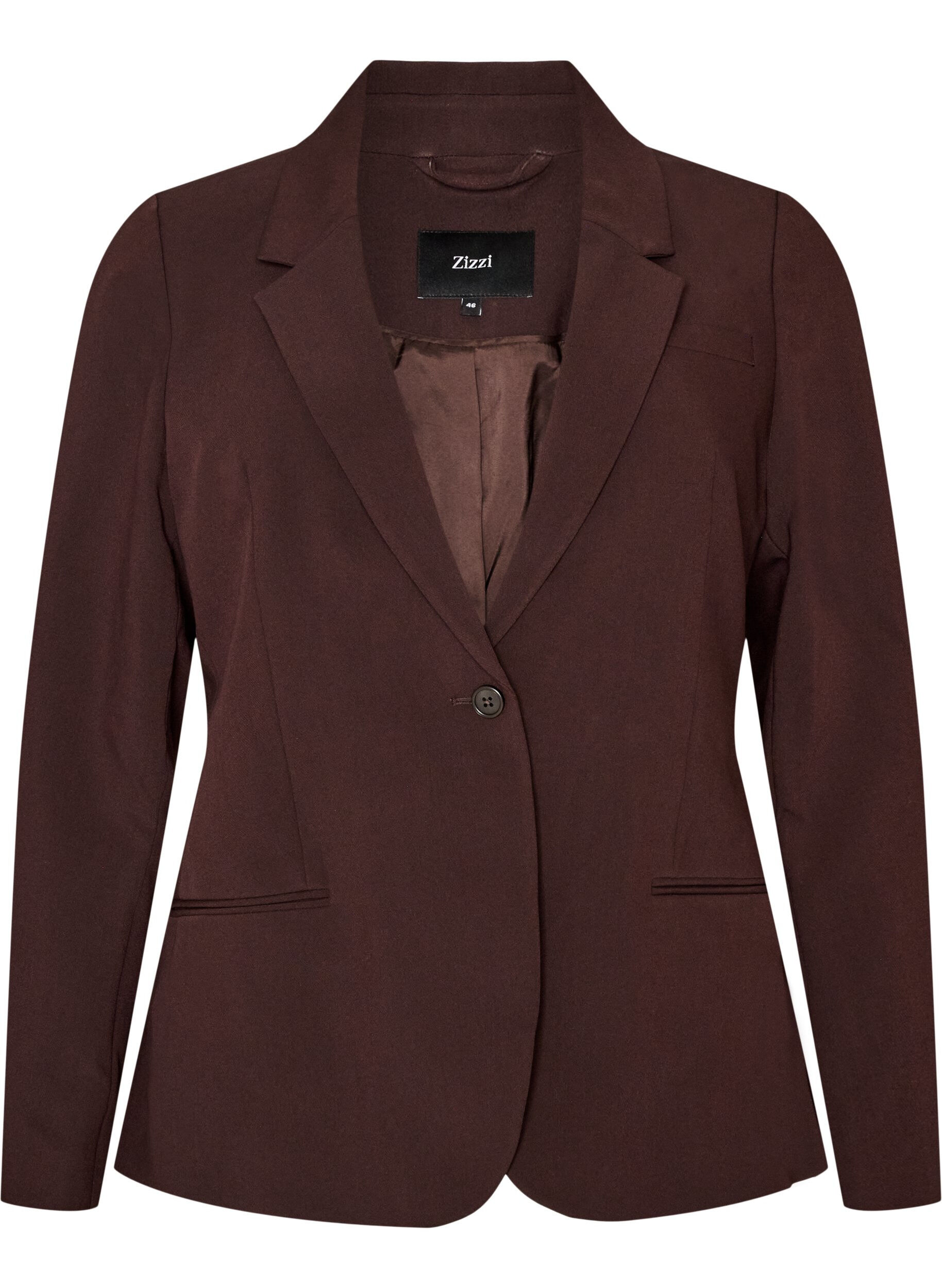 ZizzifashionClassic blazer with a single button closure, Brown, Packshot image number 0