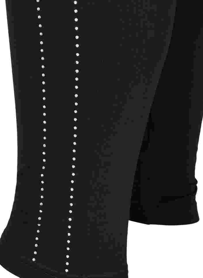 Viscose leggings with stones on the side, Black, Packshot image number 3