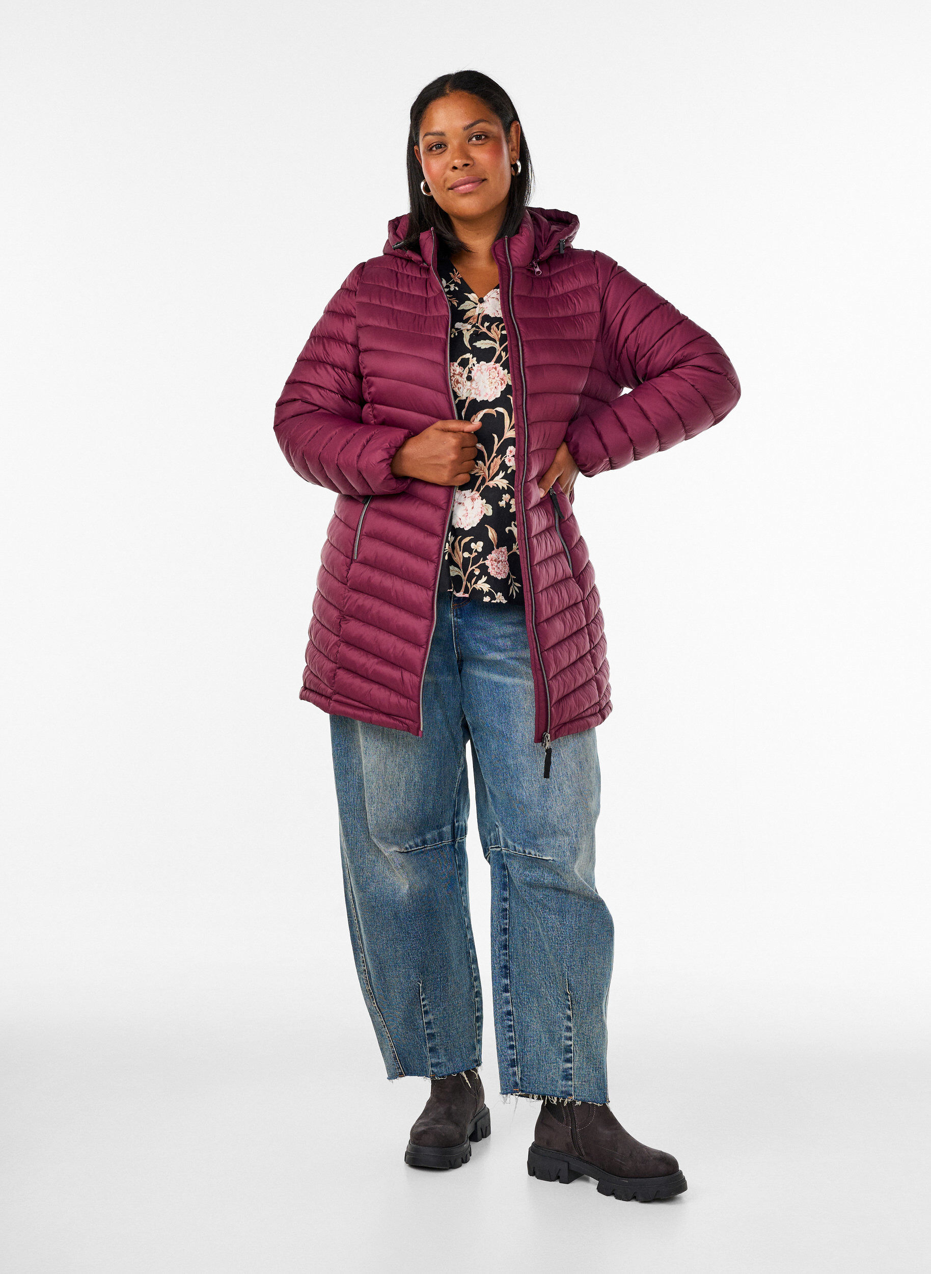ZizzifashionLightweight jacket with pockets and detachable hood, Red, Model image number 1