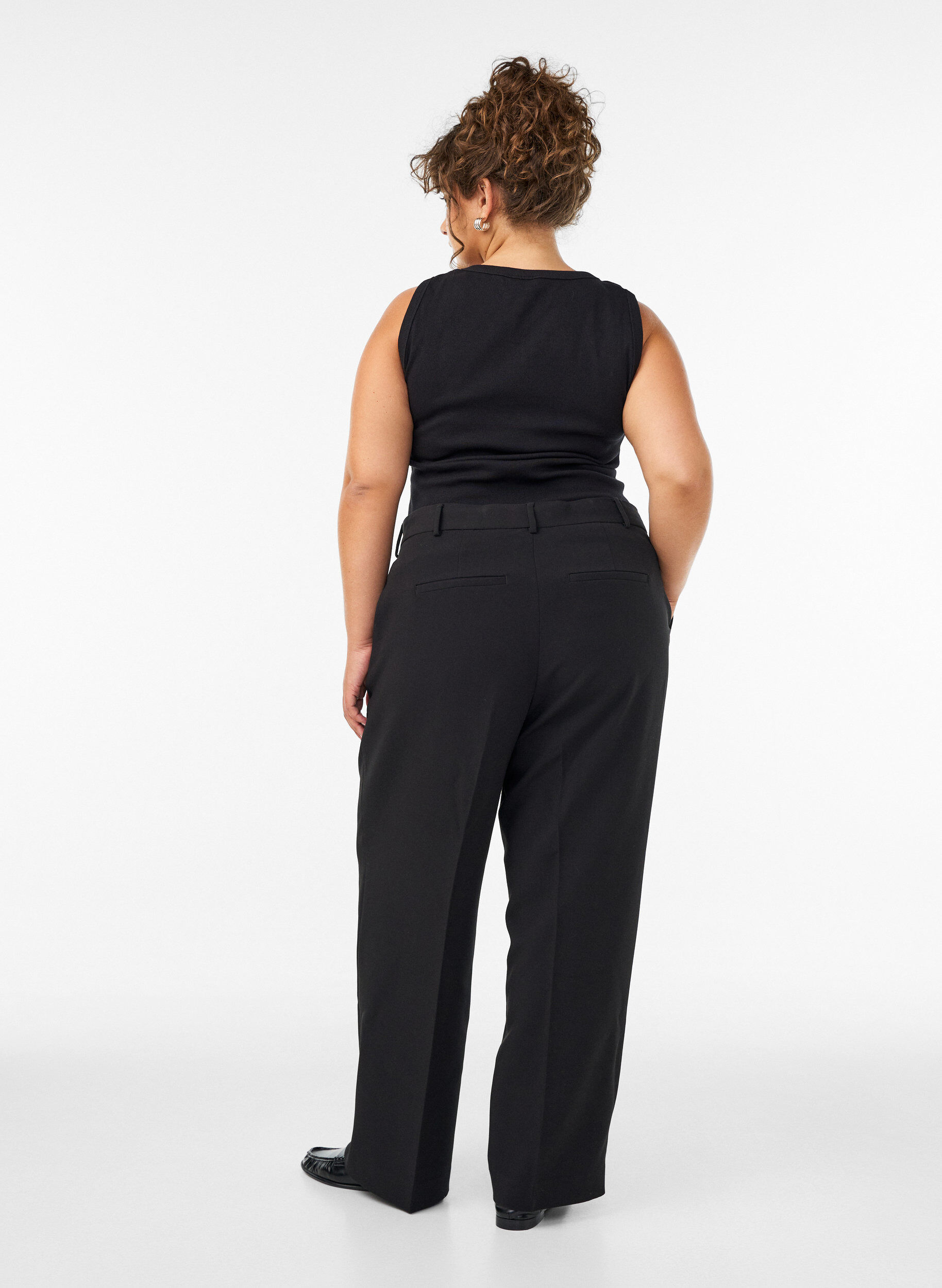 ZizzifashionTailored trousers with wide legs and high waist, Black, Model image number 1