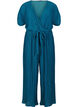 Pleated jumpsuit with tie and wide sleeves, Blue, Packshot image number 0