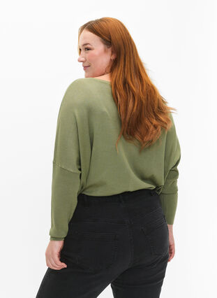 Knitted tunic in viscose blend, Oil Green, Model image number 1