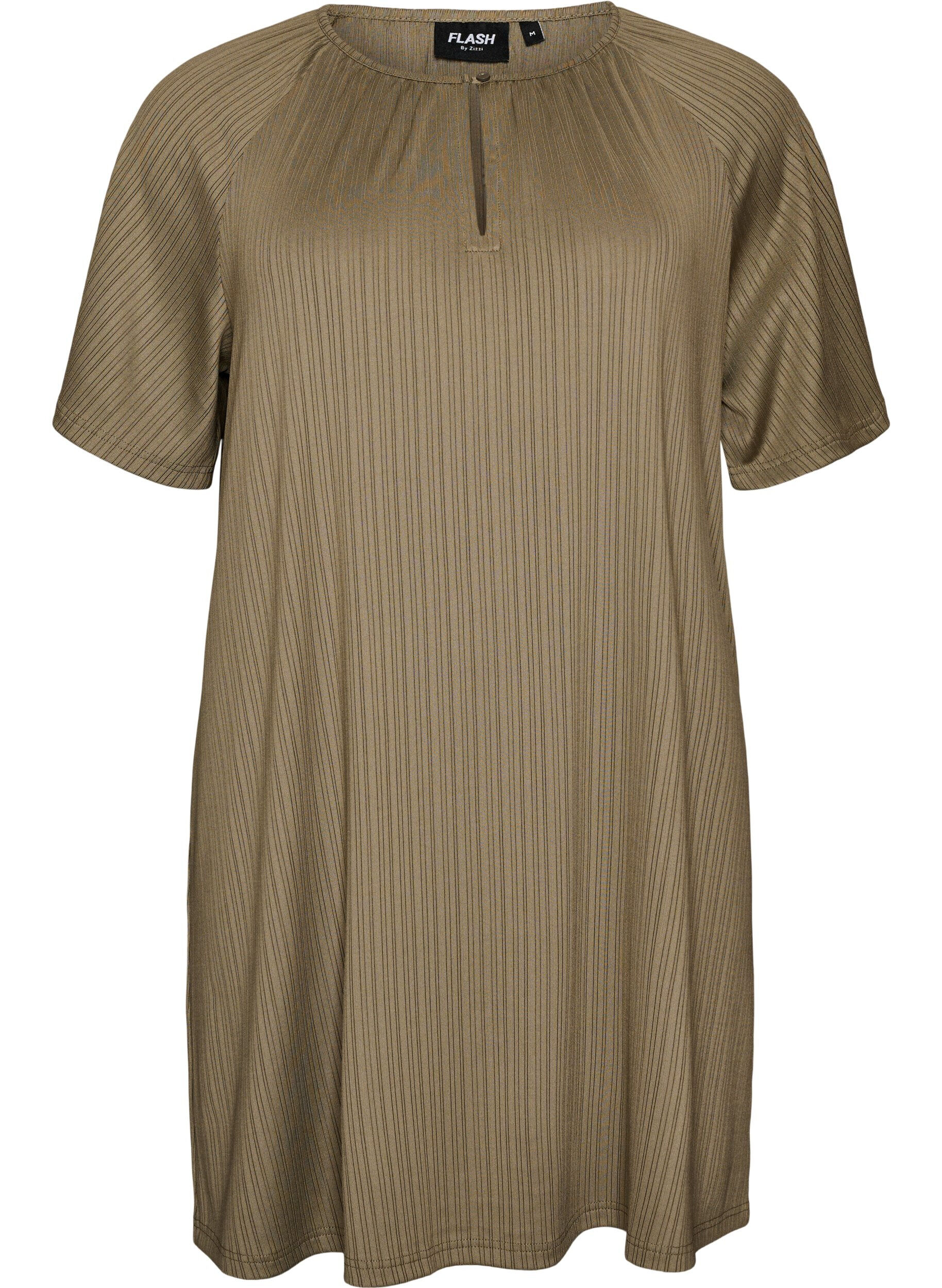 ZizzifashionJersey tunic with textured stripes, Brown, Packshot image number 0