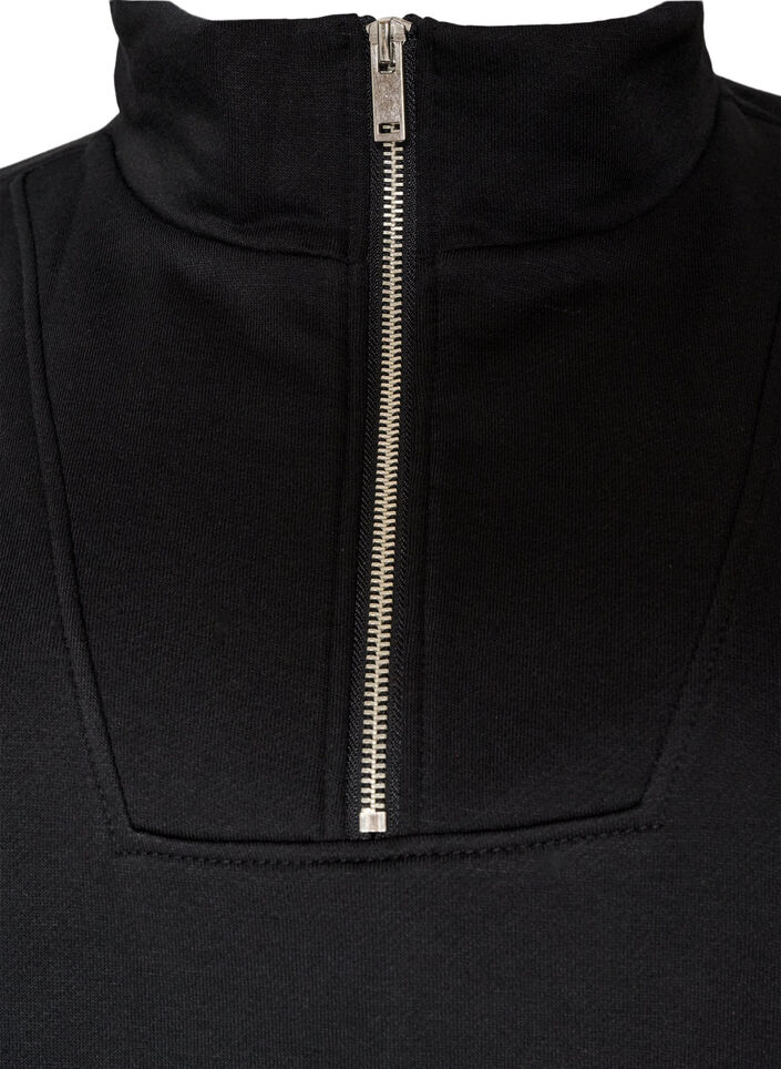 Sweatshirt with high collar and zipper, Black, Packshot image number 2