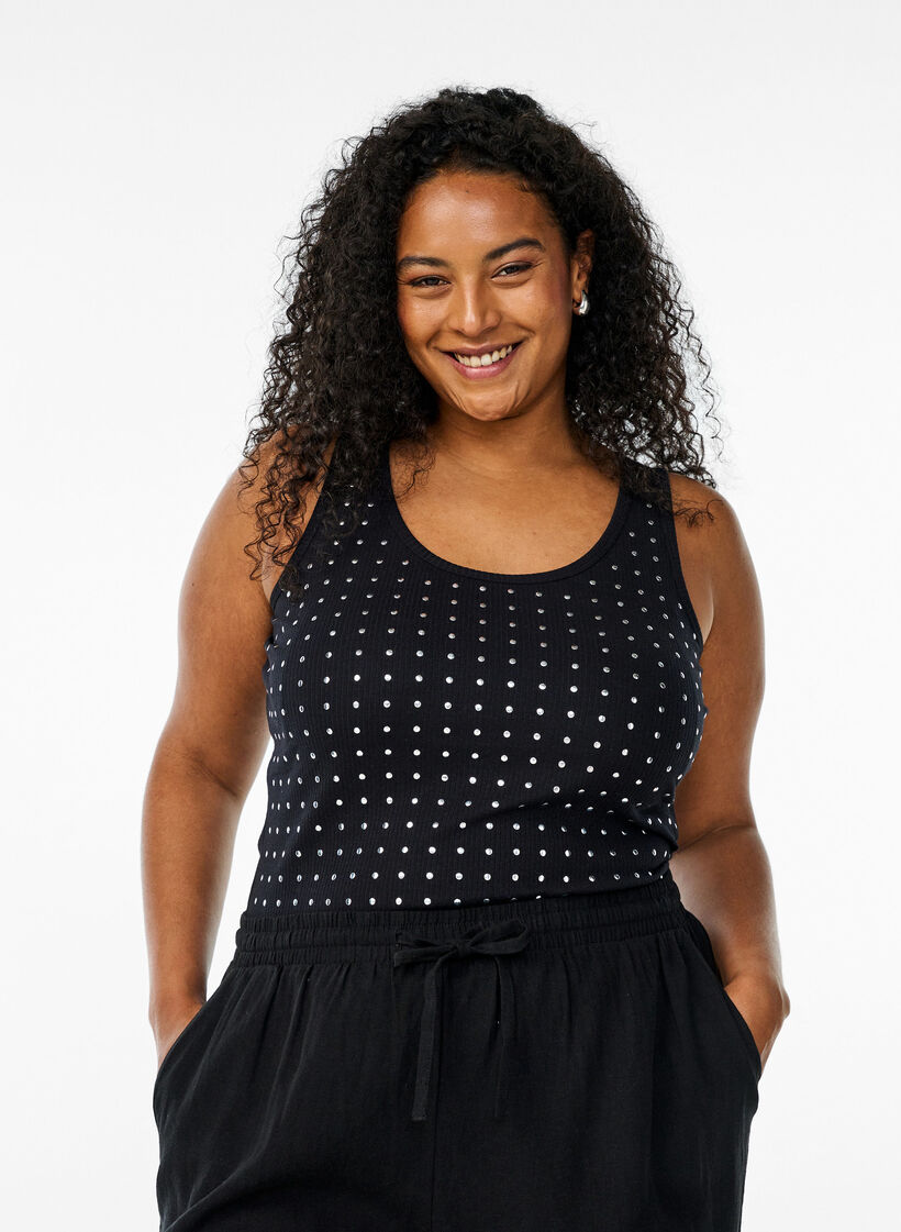 Tank top with studs, Black, Model image number 0