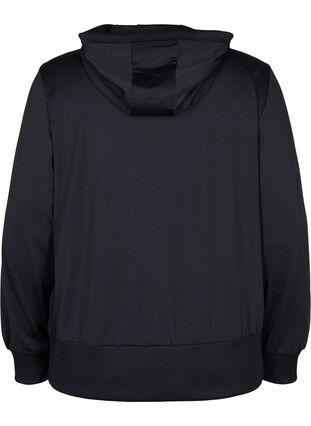 Hooded exercise cardigan with zip, Black, Packshot image number 1