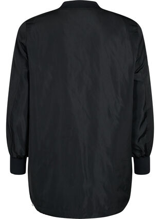 Long bomber jacket with pockets, Black, Packshot image number 1