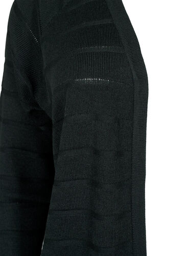 Striped tone-on-tone cardigan, Black, Packshot image number 2