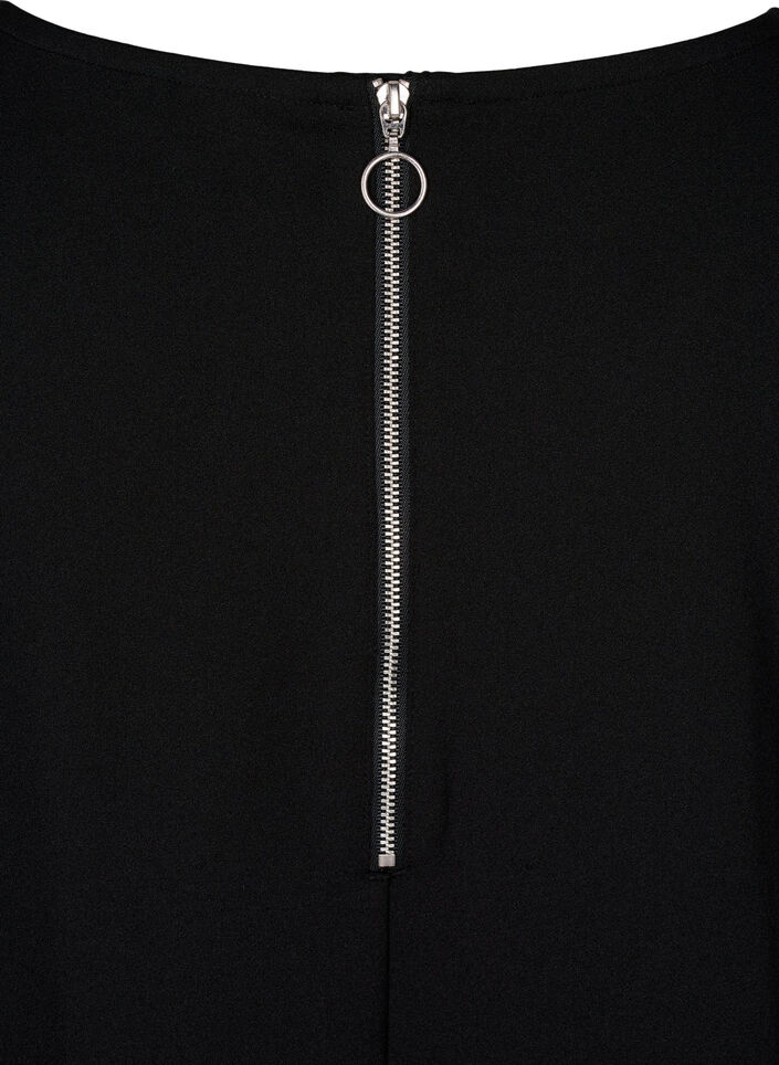 FLASH - Short dress with an A-line shape and 3/4 sleeves, Black, Packshot image number 3